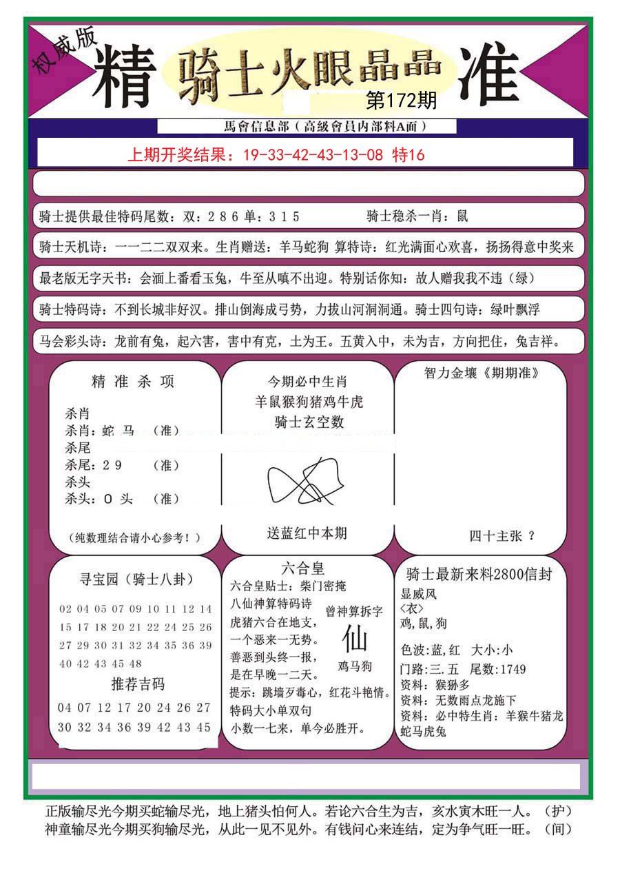 2024172期骑士火眼晶晶（正）