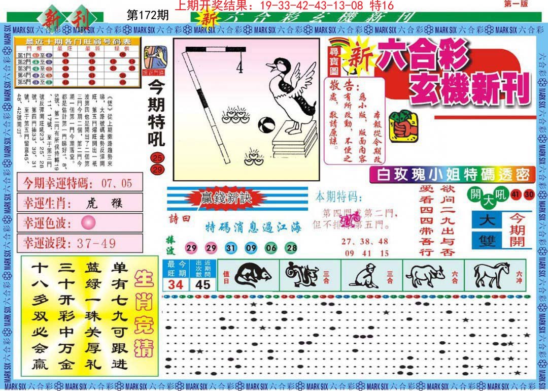 2024172期新六合彩特码新刊A