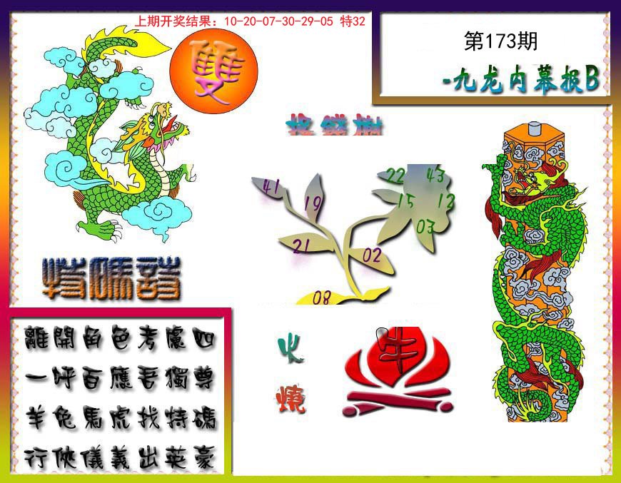 2024173期九龙内幕特肖图a