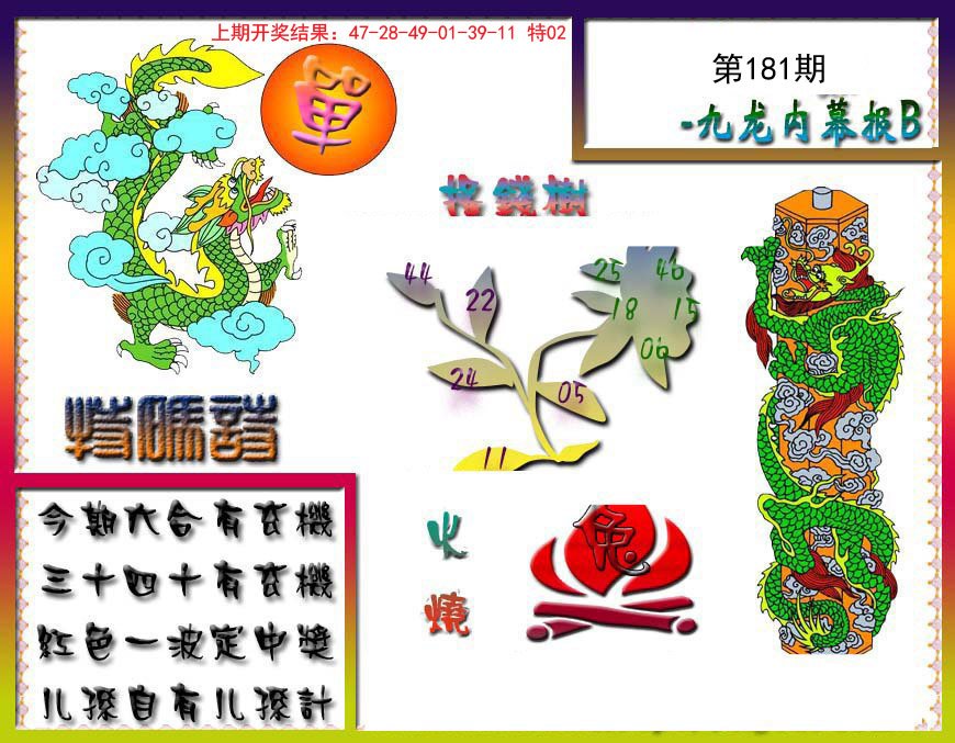 2024181期九龙内幕特肖图a
