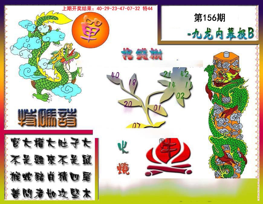2024156期九龙内幕特肖图a