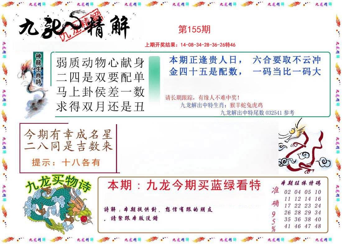 2024155期九龙精解