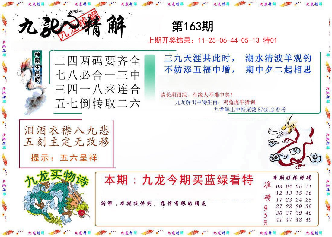 2024163期九龙精解