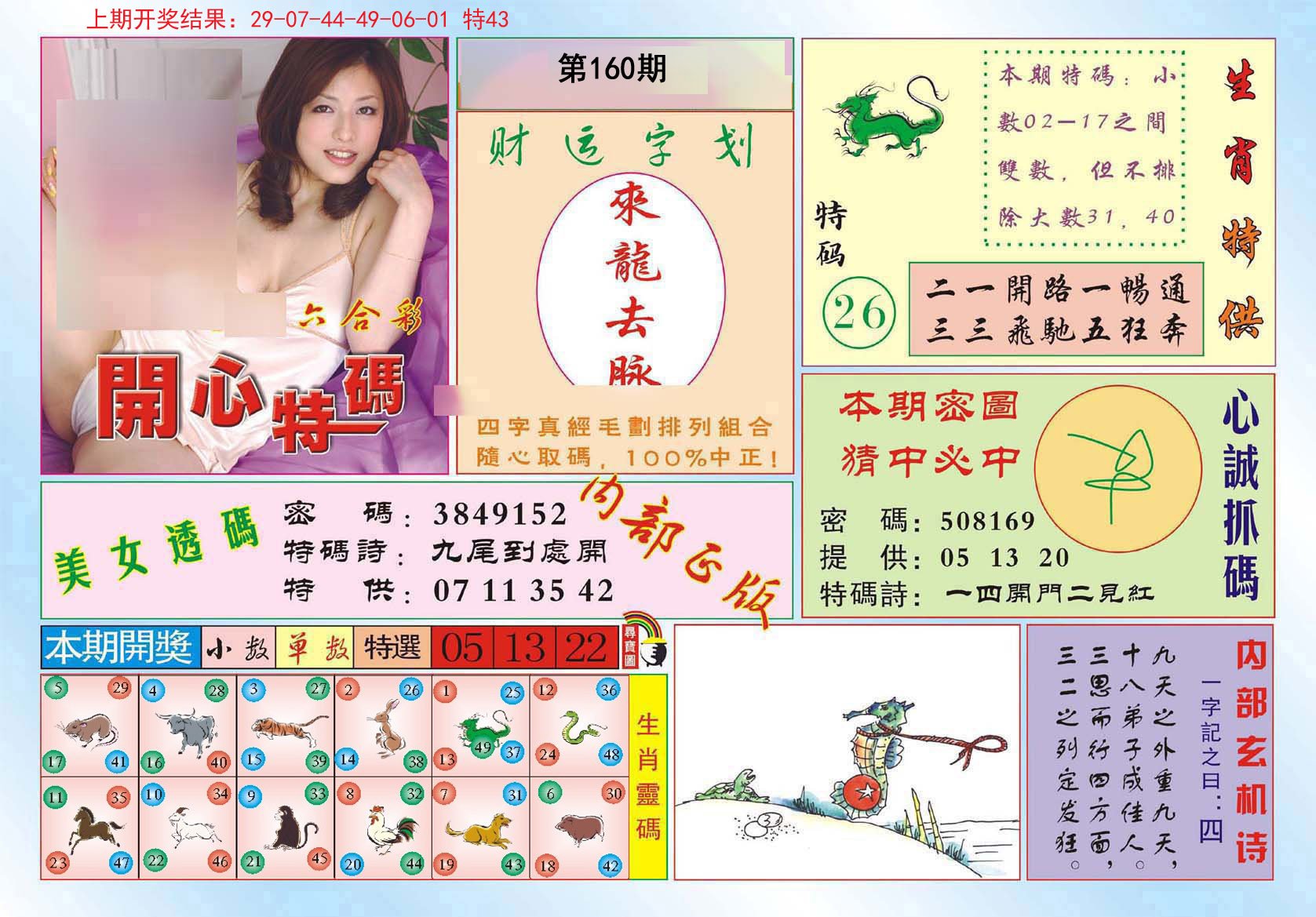 2024160期开心特码