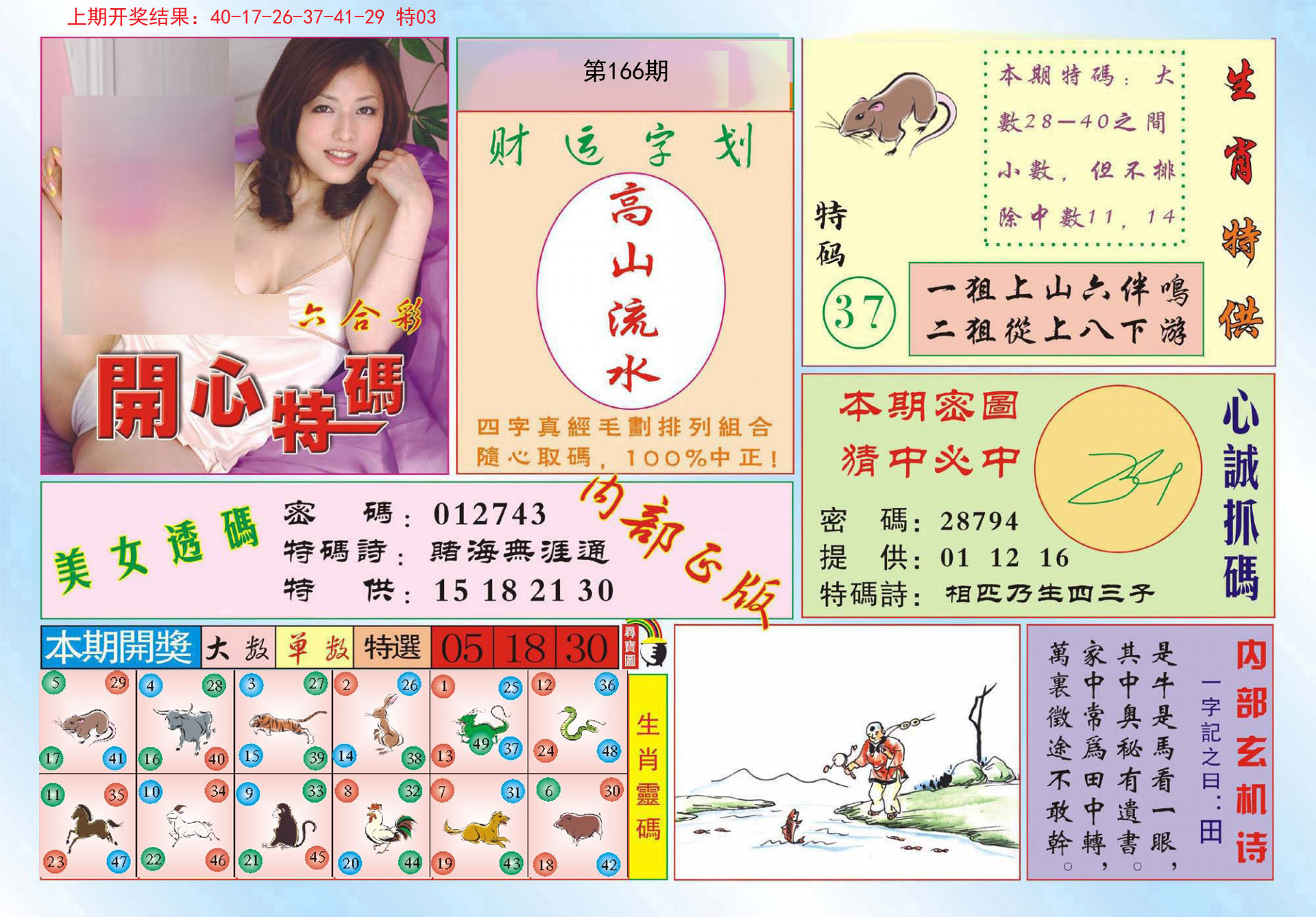 2024166期开心特码