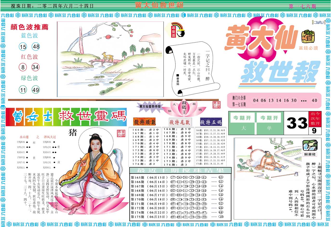 2024176期黄大仙救世A