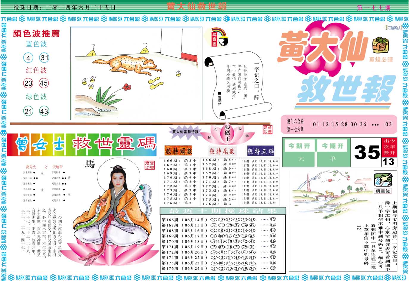2024177期黄大仙救世A