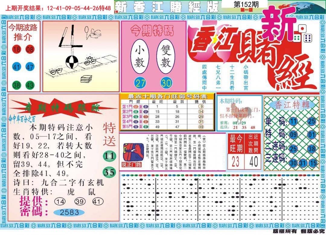 2024152期新香江赌经A