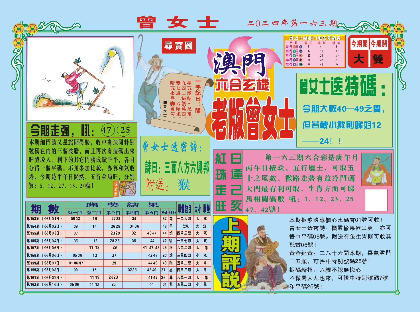 2024163期老版曾女士A