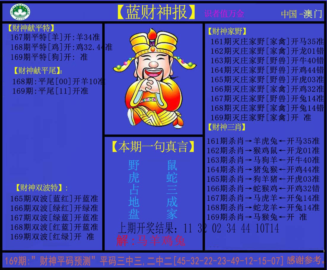 2024169期蓝财神