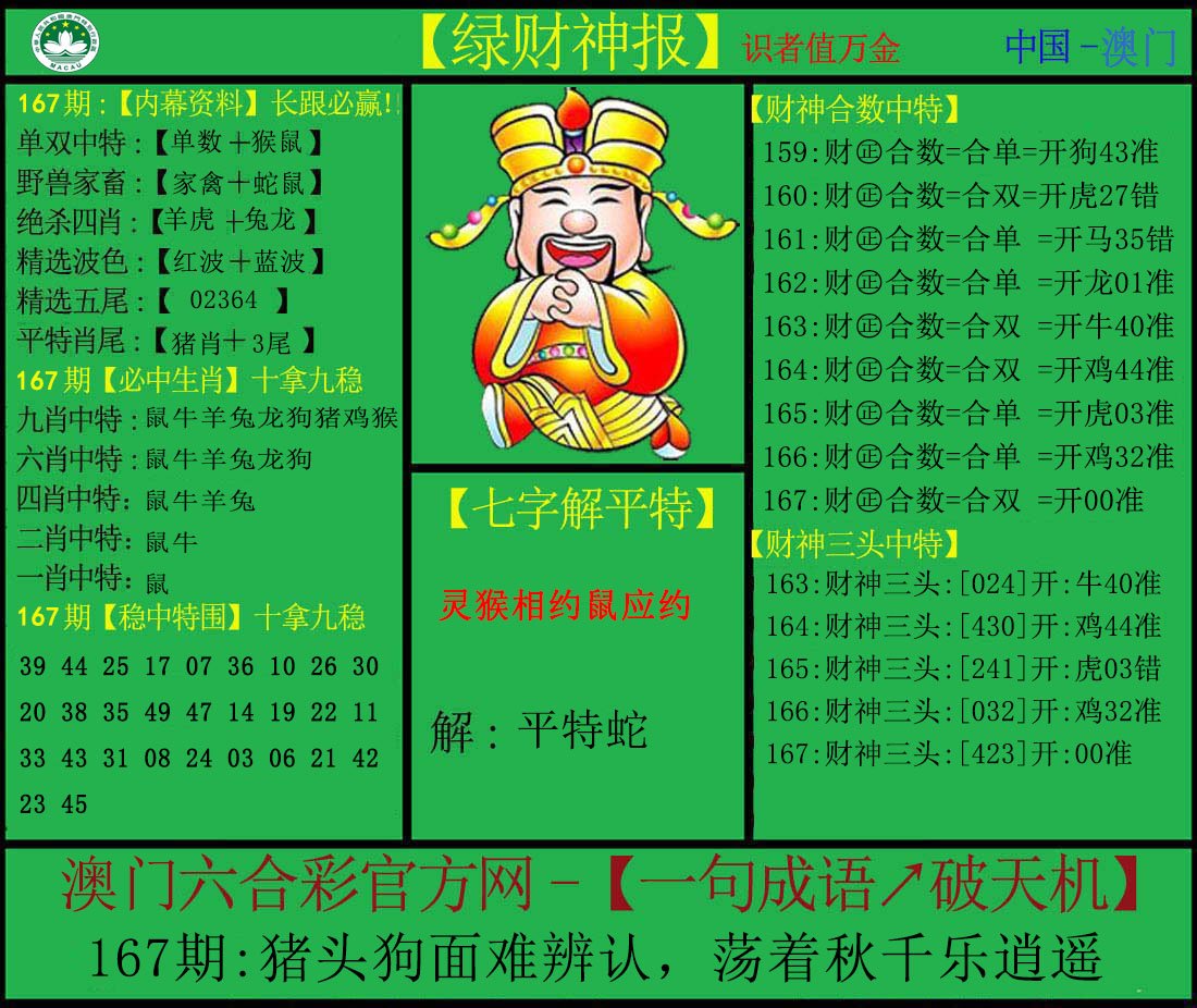 2024167期绿财神