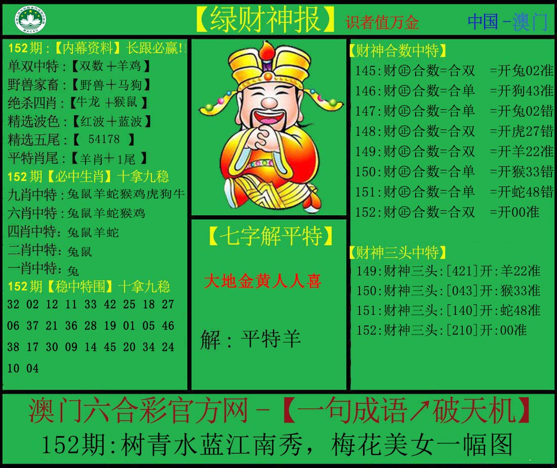 2024152期绿财神