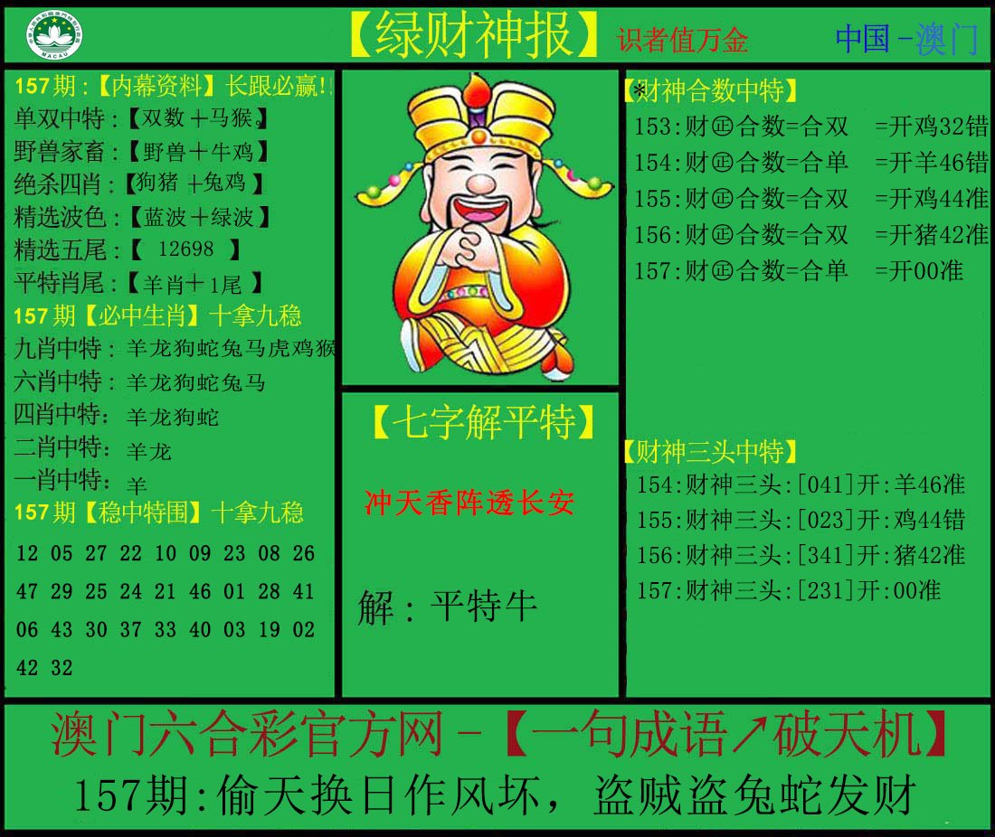 2024157期绿财神