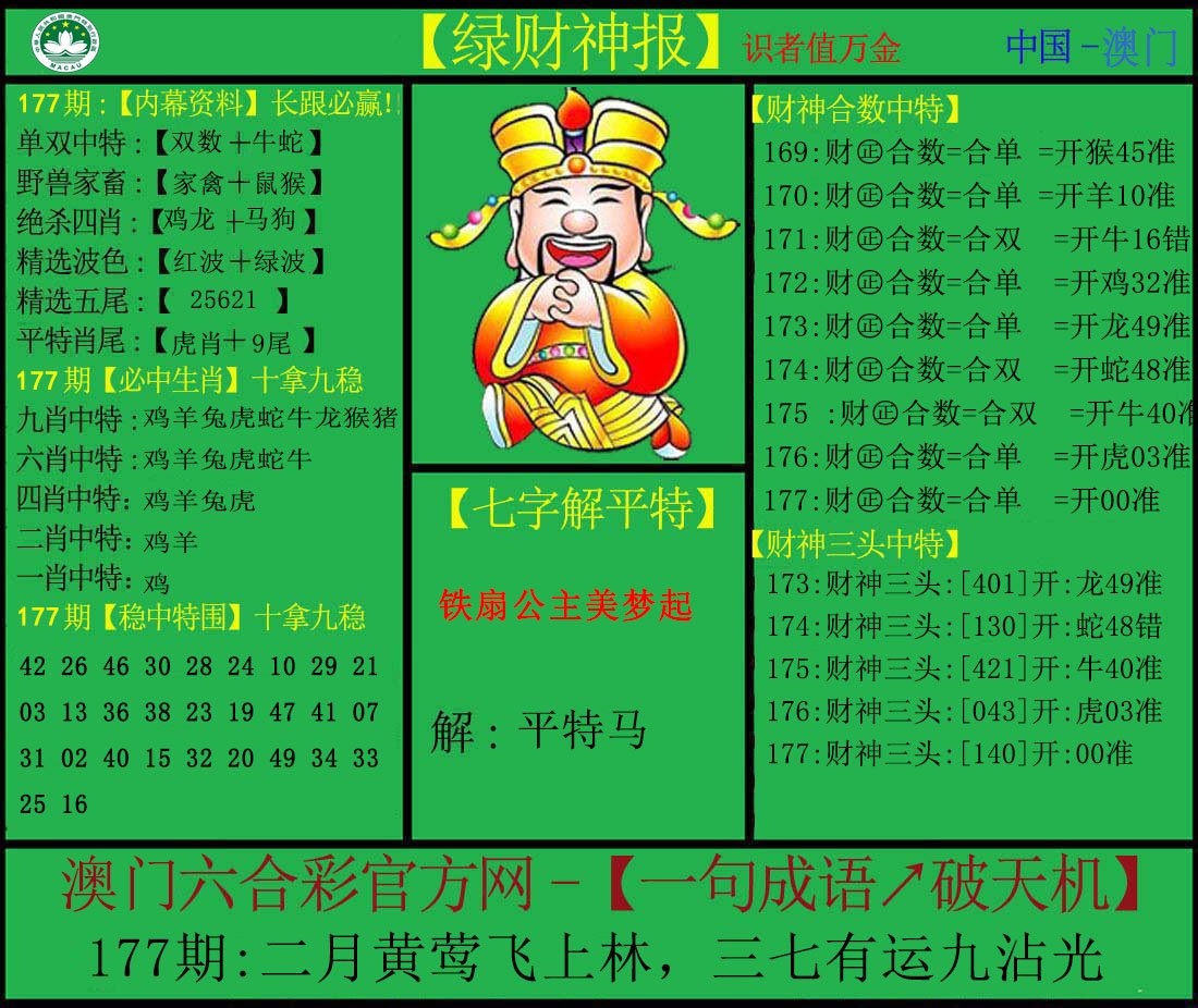 2024177期绿财神