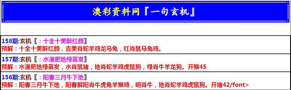 2024158期澳门一句玄机