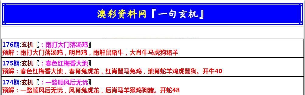 2024176期澳门一句玄机