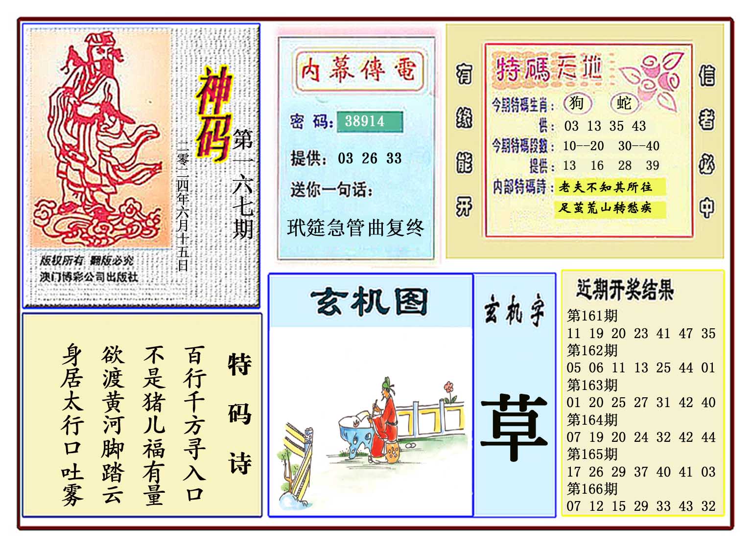 2024167期黄大仙神码