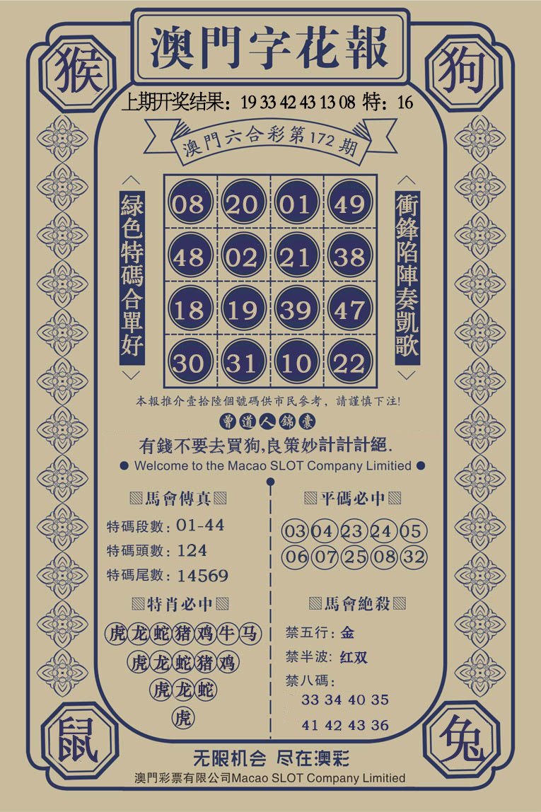 2024172期澳门字花报
