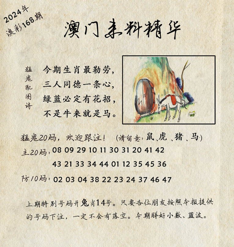 2024168期澳门来料精华