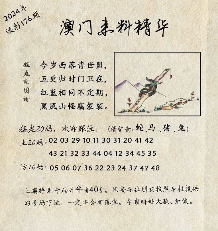 2024176期澳门来料精华