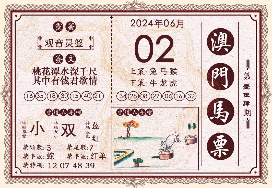 2024154期澳门马票