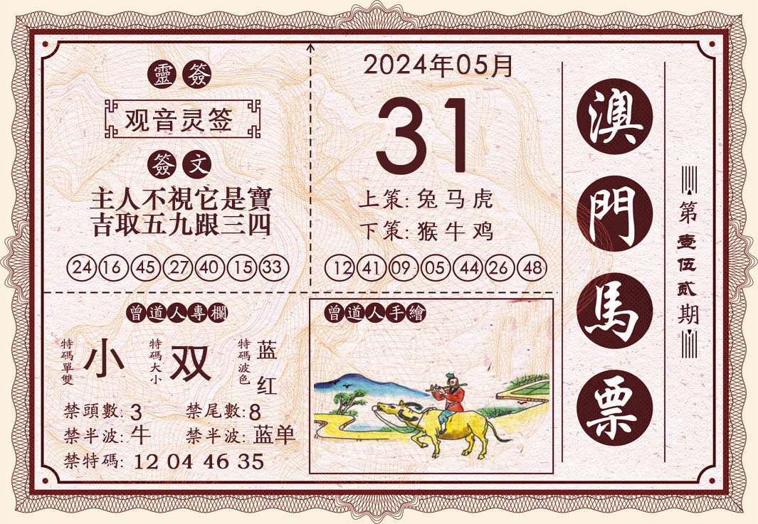 2024152期澳门马票