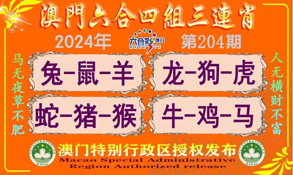 2024204期六合四组三连肖