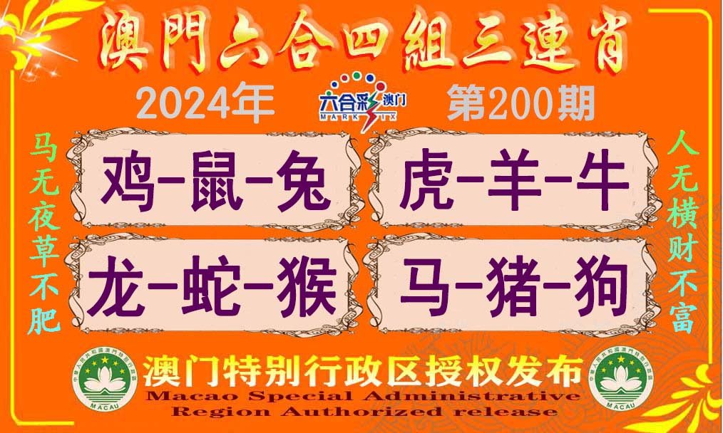 2024200期六合四组三连肖