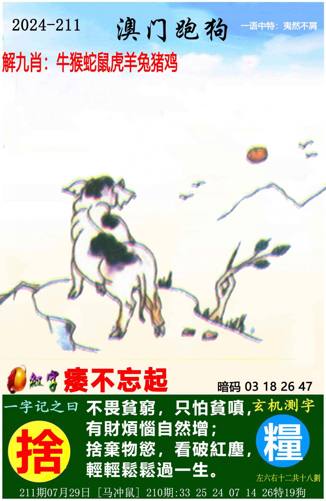 2024211期澳门跑狗图