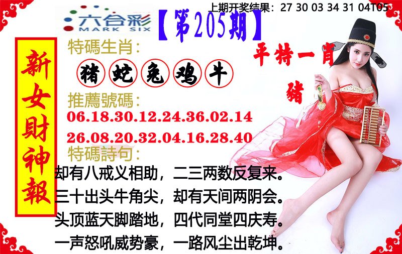2024205期新女财神报