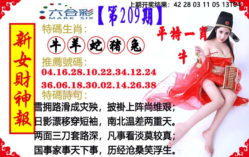 2024209期新女财神报