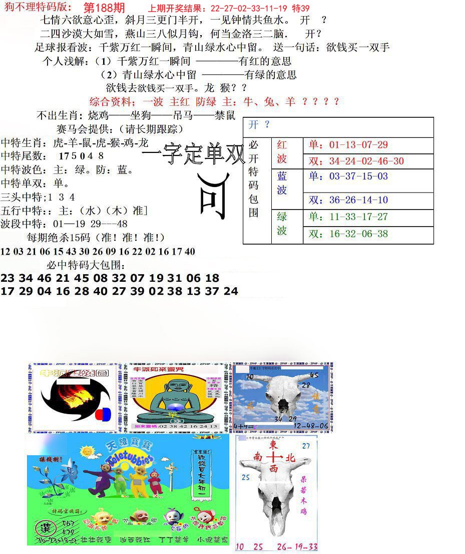 2024188期狗不理特码报
