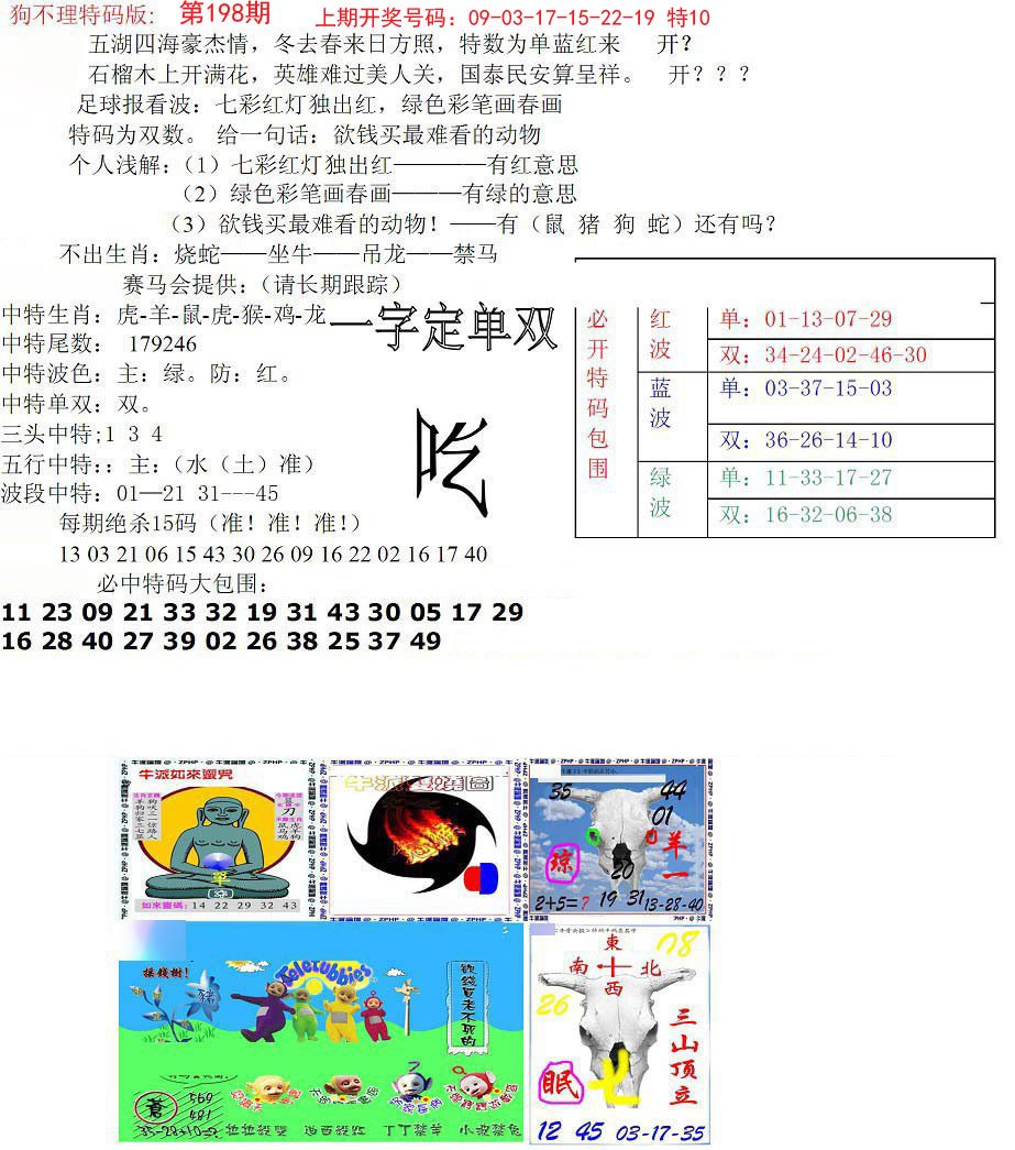 2024198期狗不理特码报