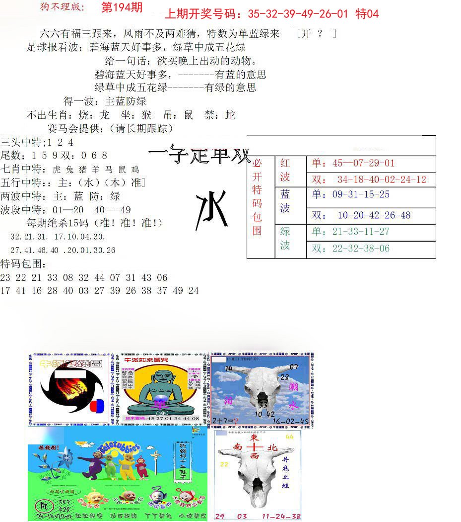 2024194期狗不理特码报