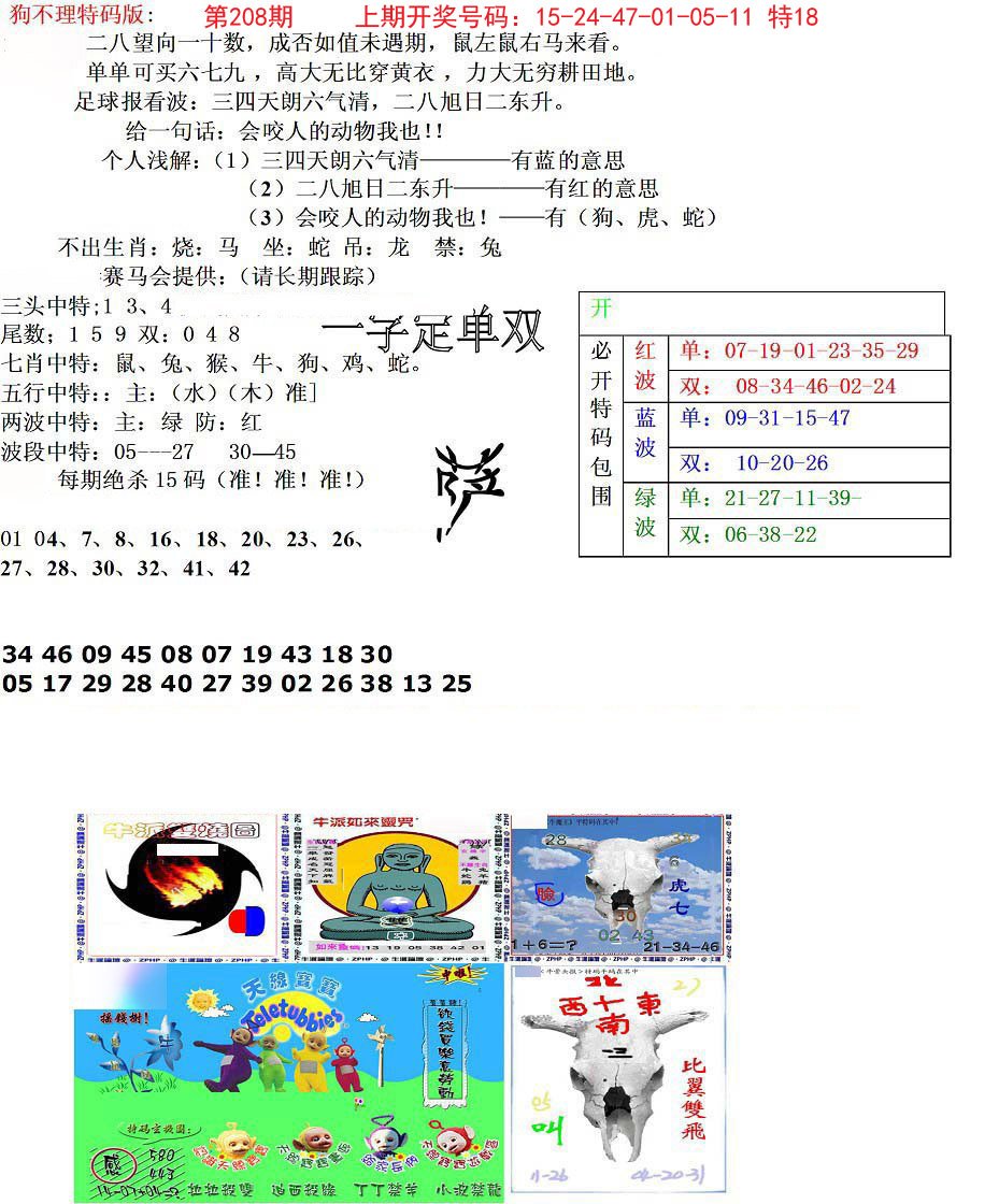 2024208期狗不理特码报