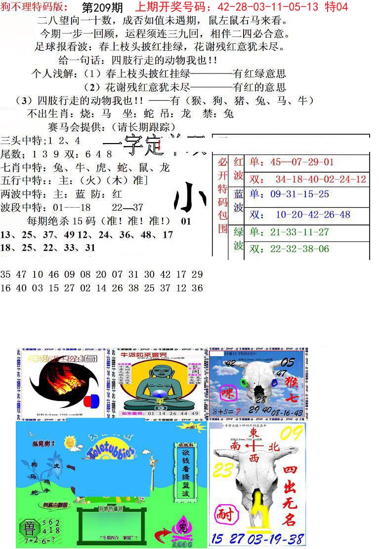 2024209期狗不理特码报