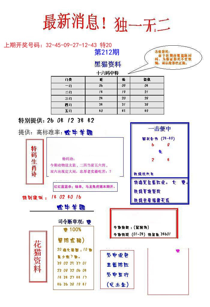 2024212期独一无二