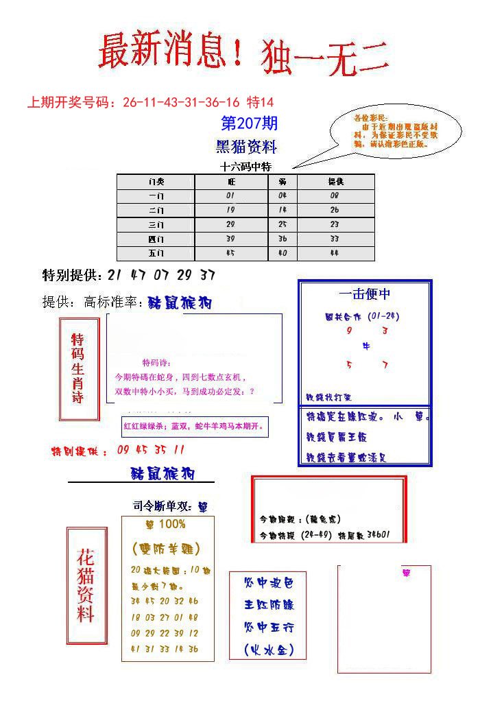 2024207期独一无二
