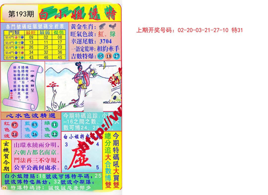 2024193期白小姐透特