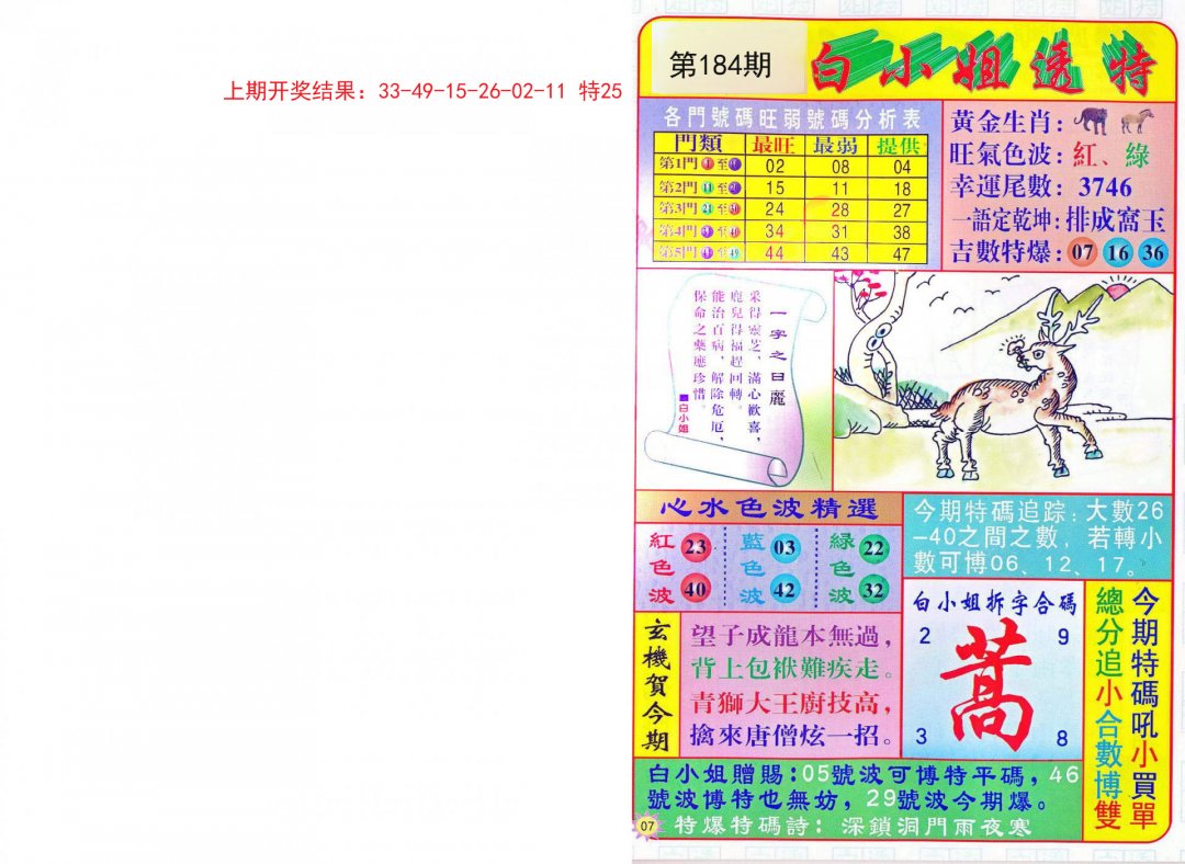 2024184期白小姐透特
