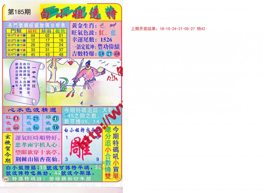 2024185期白小姐透特