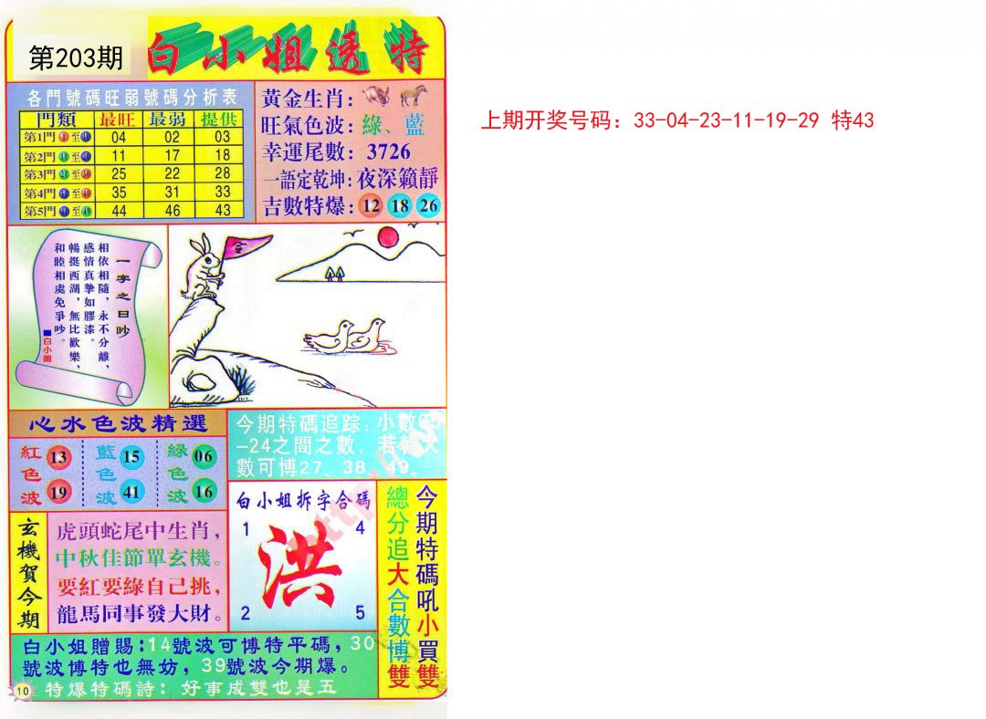 2024203期白小姐透特