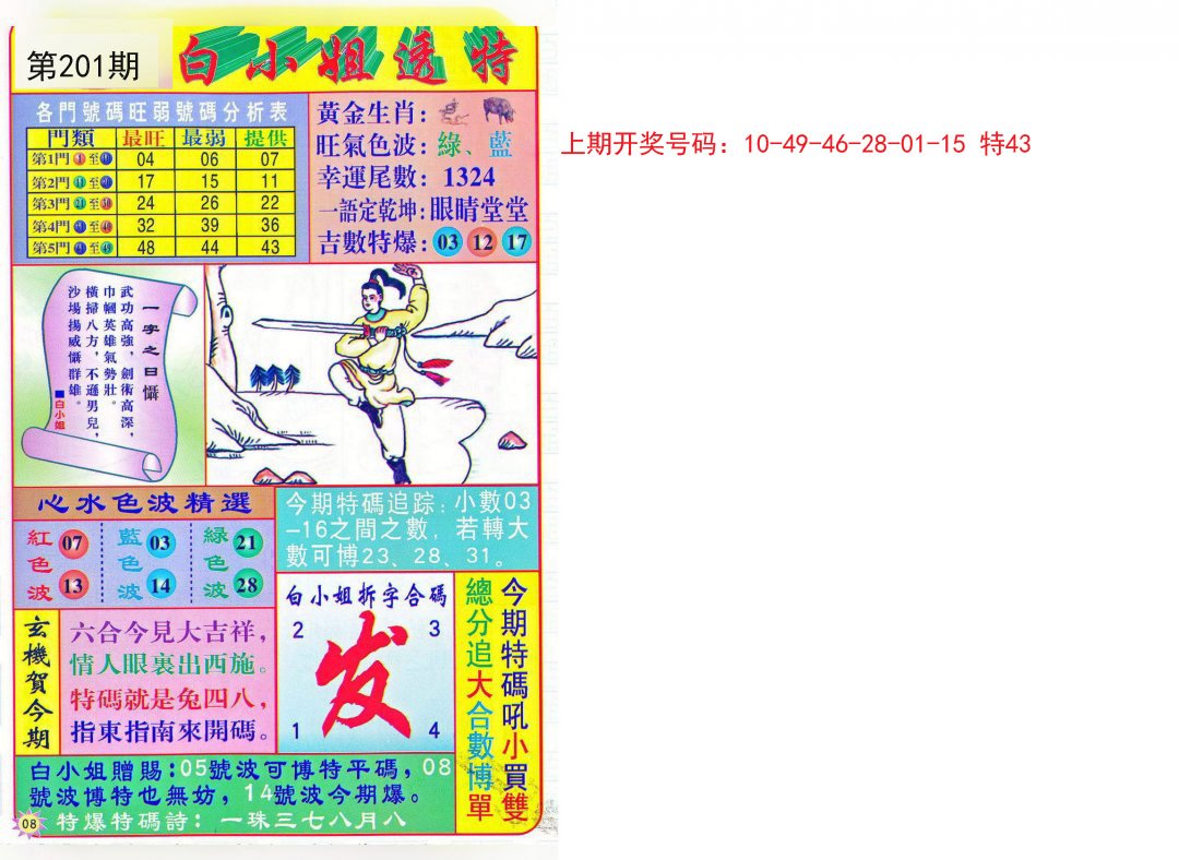 2024201期白小姐透特