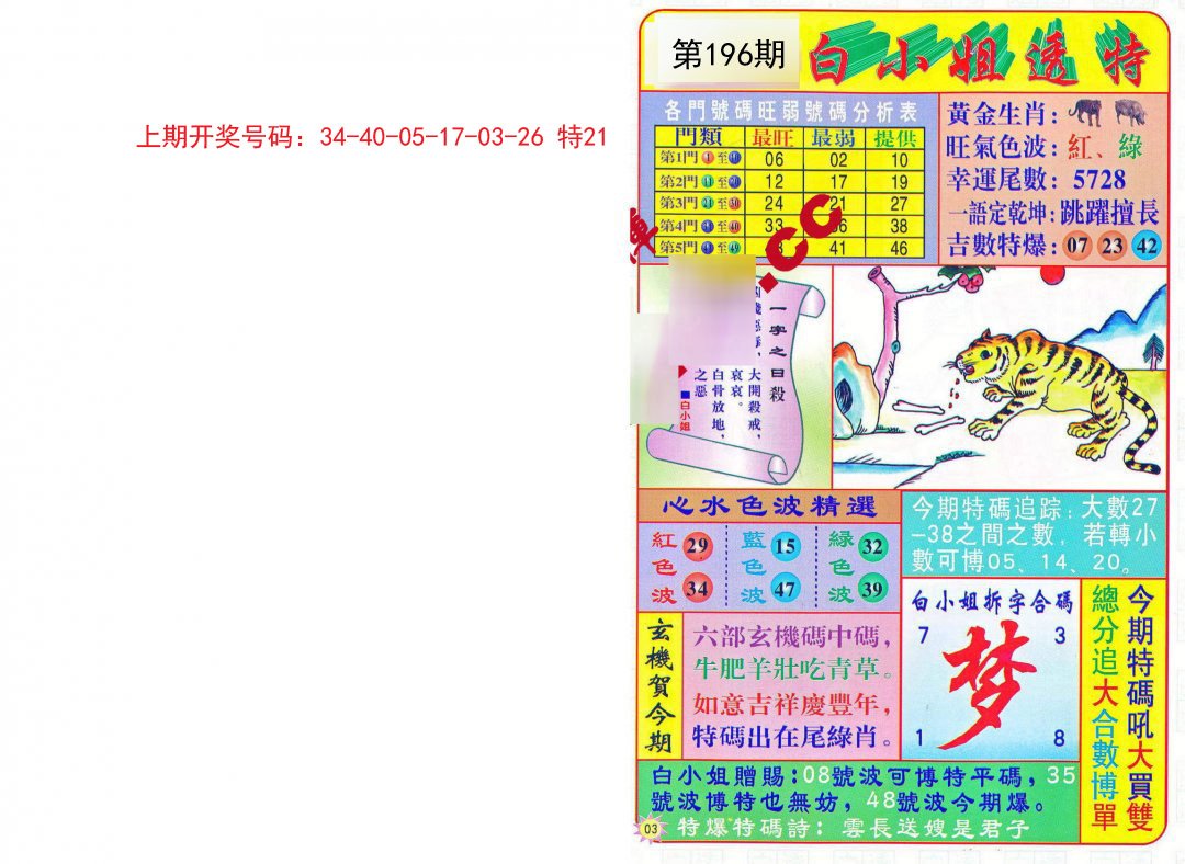 2024196期白小姐透特