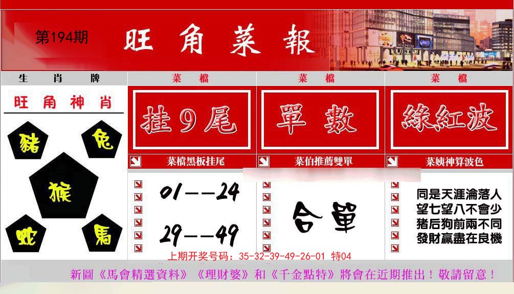 2024194期旺角菜报
