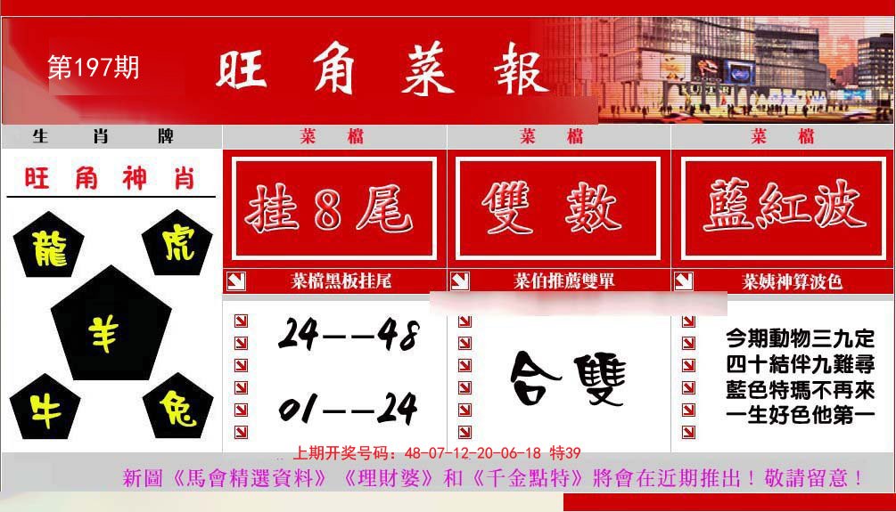 2024197期旺角菜报