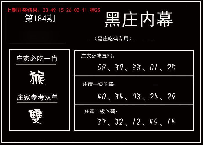 2024184期黑庄内幕
