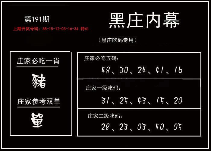 2024191期黑庄内幕