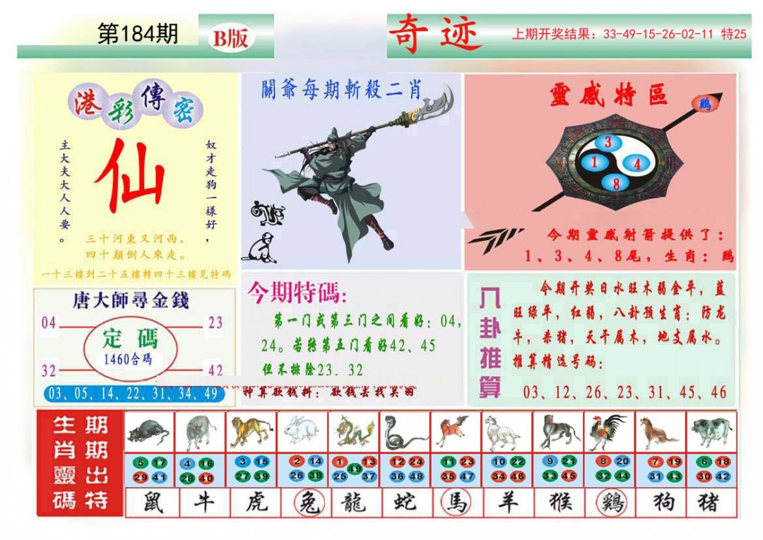 2024184期九龍奇迹B(推荐)