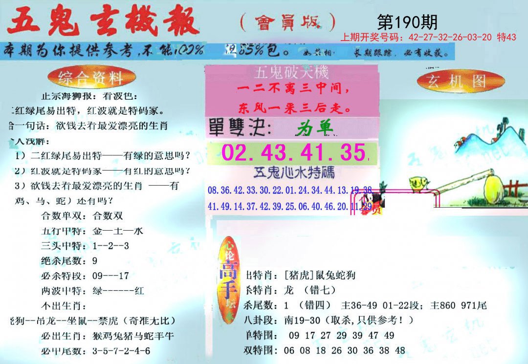 2024190期新五鬼玄机